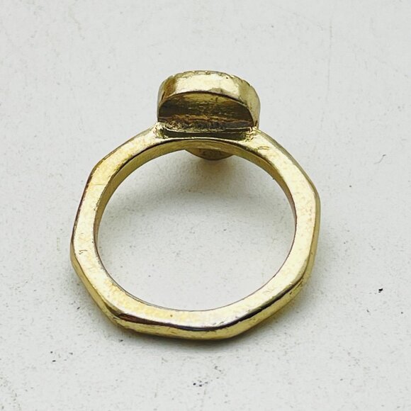 Gold Tone Ring with Black Teardrop Bead Boho Fashion Jewelry - Picture 3 of 7